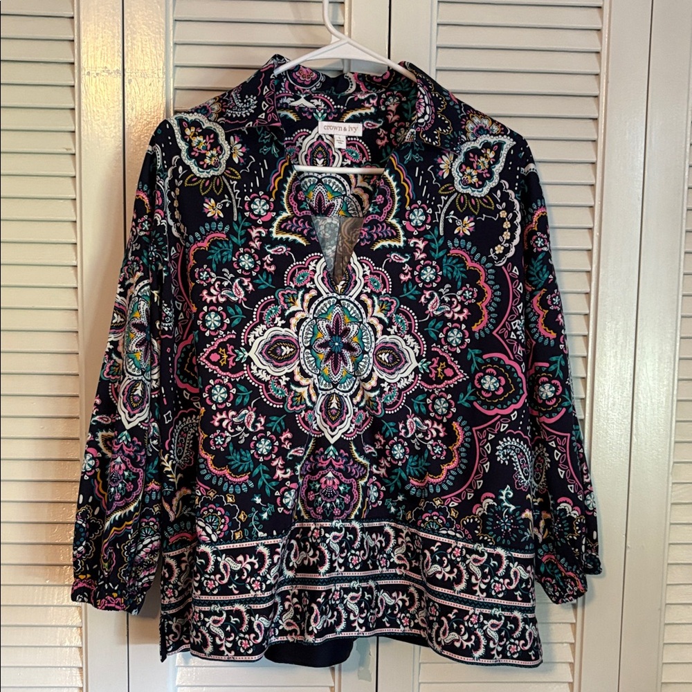 Crown & Ivy Multicolor Paisley Top
